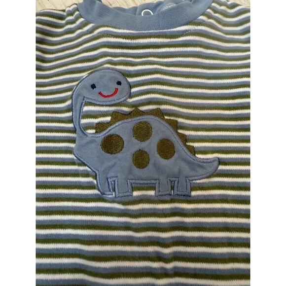 Grace & James Kids Blue Brooks Dinosaur Striped Romper Size 6M - Picture 6 of 7
